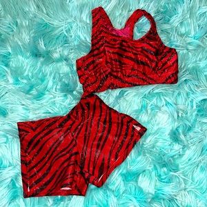 Girls red Sports bra & shorts set